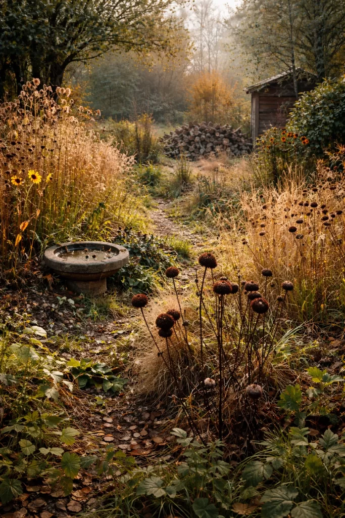 Laat bladeren en planten staan als schuilplek voor dieren.